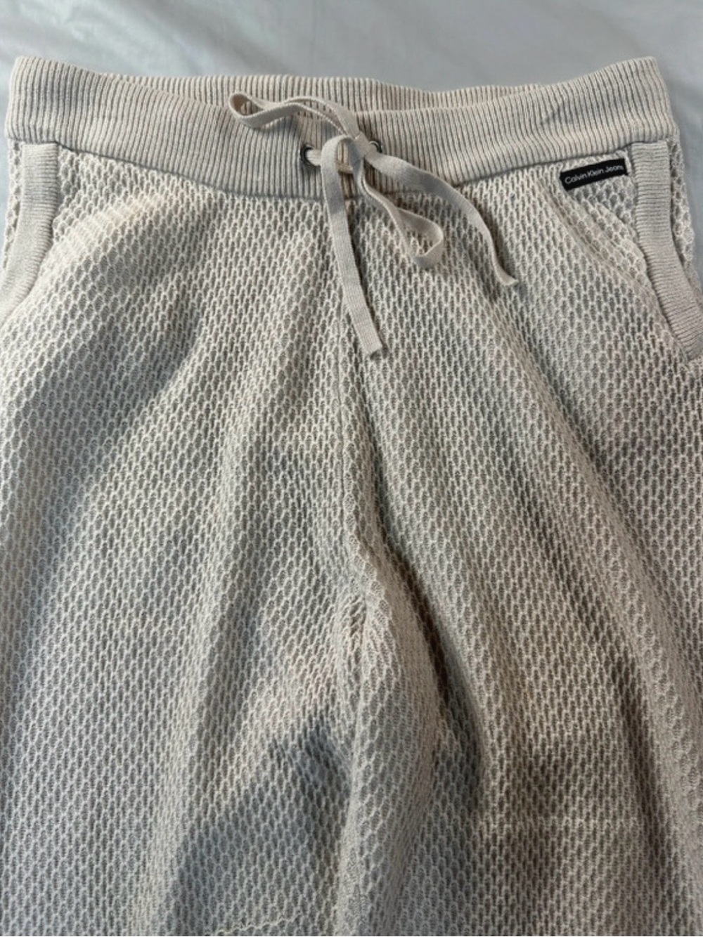Calvin Klein Jeans Cream Knit Track Joggers size small